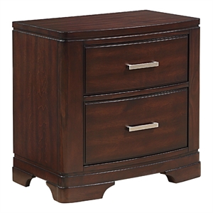 Hudy 2 Drawer Nightstand- 26 Inch- Cherry Brown Birch Veneer