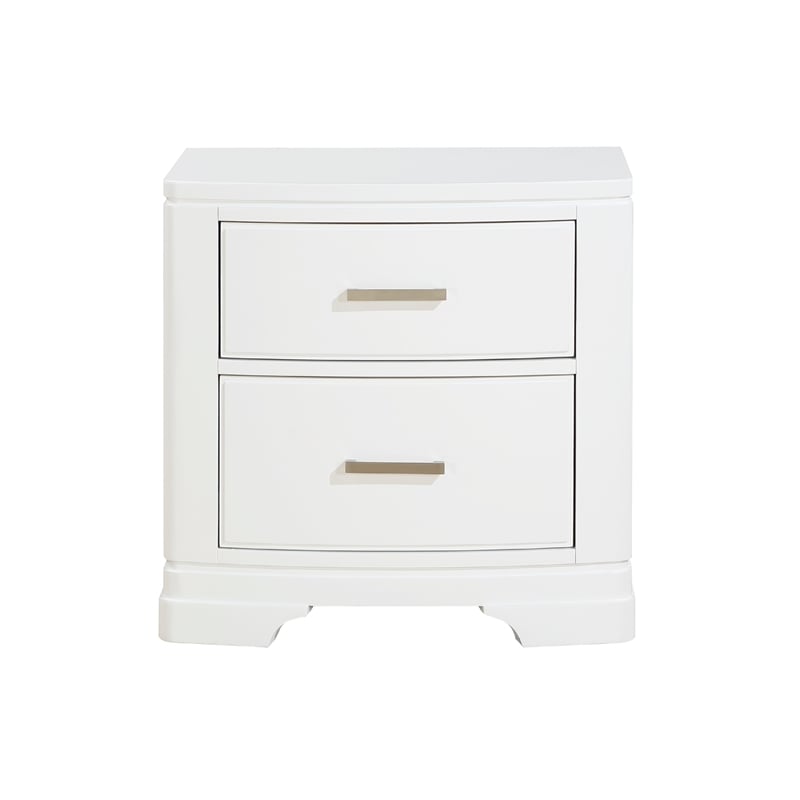 Hudy 2 Drawer Nightstand- Metal Handles- 26 Inch- White Birch Veneer