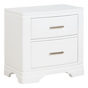 Hudy 2 Drawer Nightstand- Metal Handles- 26 Inch- White Birch Veneer