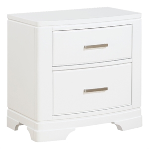 Hudy 2 Drawer Nightstand- Metal Handles- 26 Inch- White Birch Veneer