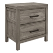 Rie 2 Drawer Nightstand- 26 Inch- Weathered Gray Melamine Laminate
