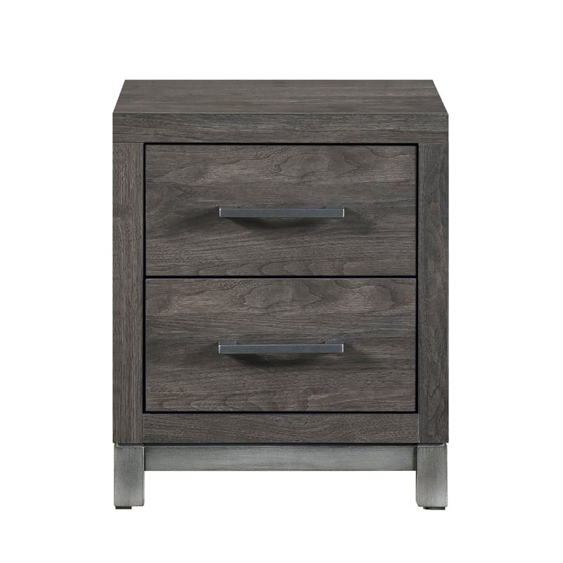 Deena 2 Drawer Nightstand- 25 Inch- Brown Gray Melamine Veneer