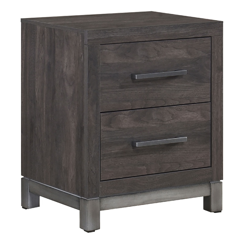 Deena 2 Drawer Nightstand- 25 Inch- Brown Gray Melamine Veneer