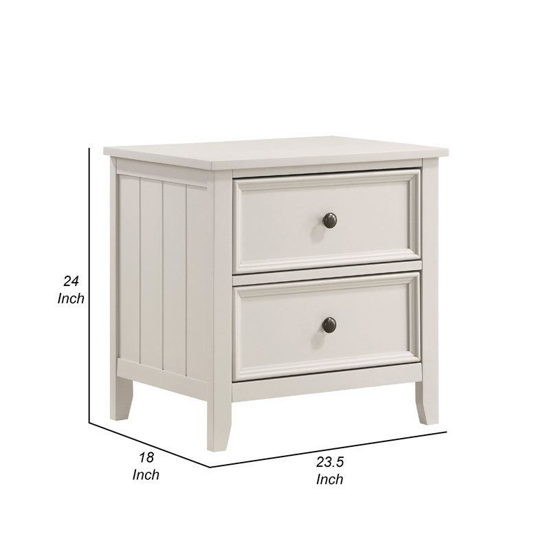 Etgo 2 Drawer Nightstand- 24 Inch- White Melamine Veneer