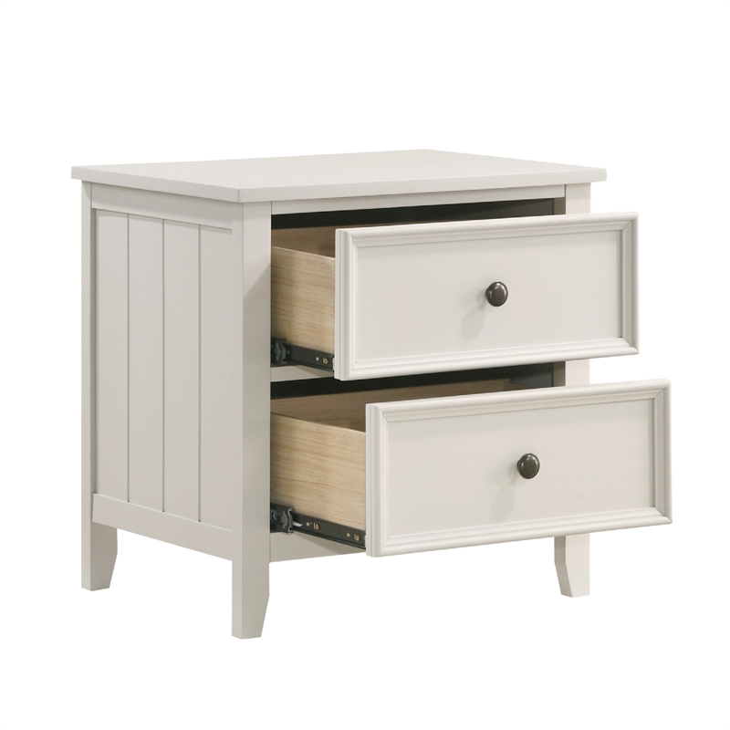 Etgo 2 Drawer Nightstand- 24 Inch- White Melamine Veneer