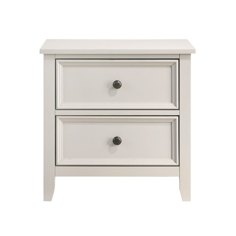 Etgo 2 Drawer Nightstand- 24 Inch- White Melamine Veneer