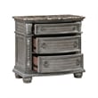 Toga 3 Drawer Nightstand- Gray Acacia Wood Carved Details- 35 Inch