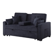 Oli 70 Inch Convertible Sleeper Loveseat- Pull Out Bed- Pillows- Dark Gray