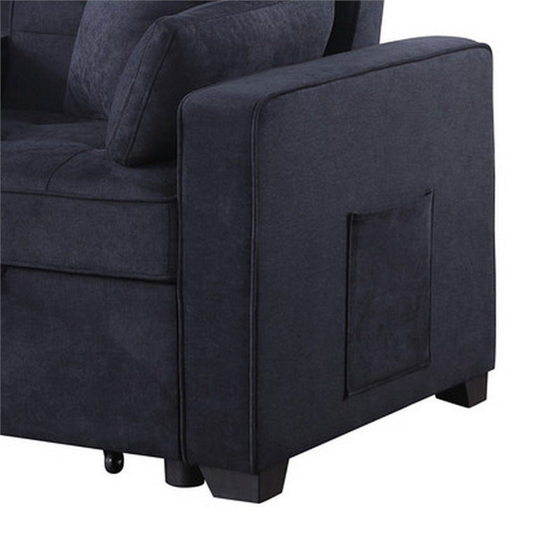 Oli 70 Inch Convertible Sleeper Loveseat- Pull Out Bed- Pillows- Dark Gray