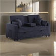Oli 70 Inch Convertible Sleeper Loveseat- Pull Out Bed- Pillows- Dark Gray
