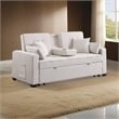 Oli 70 Inch Convertible Sleeper Loveseat- Pull Out Bed- 4 Pillows- Beige