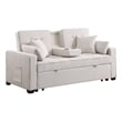 Oli 70 Inch Convertible Sleeper Loveseat- Pull Out Bed- 4 Pillows- Beige