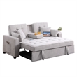 Oli 70 Inch Convertible Sleeper Loveseat- Pull Out Bed- Pillows- Light Gray