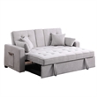 Oli 70 Inch Convertible Sleeper Loveseat- Pull Out Bed- Pillows- Light Gray