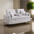 Oli 70 Inch Convertible Sleeper Loveseat- Pull Out Bed- Pillows- Light Gray