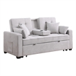 Oli 70 Inch Convertible Sleeper Loveseat- Pull Out Bed- Pillows- Light Gray