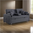 Oli 70 Inch Convertible Sleeper Loveseat- Pull Out Bed- Pillows- Stone Gray
