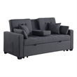 Oli 70 Inch Convertible Sleeper Loveseat- Pull Out Bed- Pillows- Stone Gray
