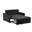 Marve Convertible Sleeper Loveseat- Side Pockets- Black Velvet 54 Inch