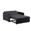 Marve Convertible Sleeper Loveseat- Side Pockets- Black Velvet 54 Inch