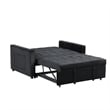 Marve Convertible Sleeper Loveseat- Side Pockets- Black Velvet 54 Inch