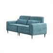 Tiu 2pc Sofa- Loveseat Set- 4 Pillows- Black Metal Legs- Blue Chenille