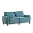 Tiu 2pc Sofa- Loveseat Set- 4 Pillows- Black Metal Legs- Blue Chenille