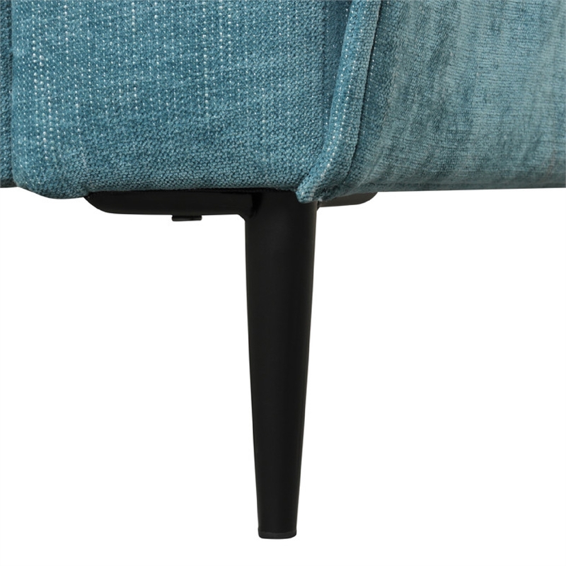 Tiu 2pc Sofa- Loveseat Set- 4 Pillows- Black Metal Legs- Blue Chenille