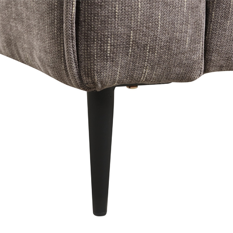 Tiu 2pc Sofa- Loveseat Set- 4 Pillows- Black Metal Legs- Gray Chenille