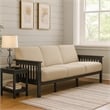 Wiston 72 Inch Sofa- Soft Beige Polyester- Dark Gray Solid Rubberwood