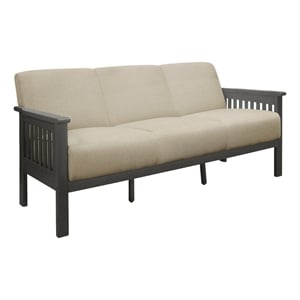 Wiston 72 Inch Sofa- Soft Beige Polyester- Dark Gray Solid Rubberwood