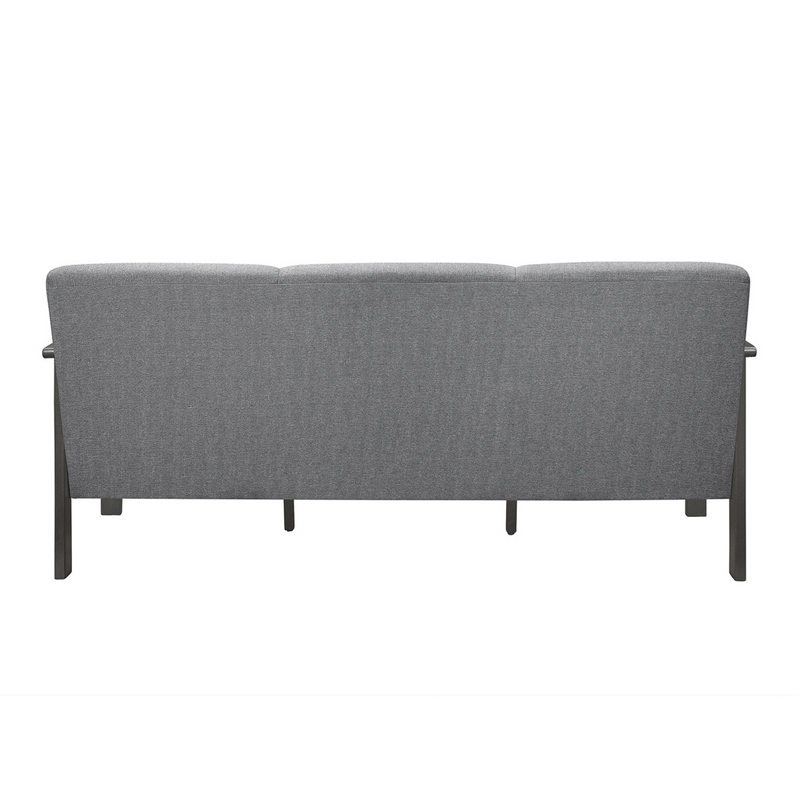 Wiston 72 Inch Sofa- Soft Gray Polyester- Dark Gray Solid Rubberwood