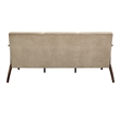 Rica 73 Inch Sofa- Soft Beige Velvet- Walnut Brown Solid Rubberwood