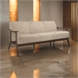 Rica 73 Inch Sofa- Soft Beige Velvet- Walnut Brown Solid Rubberwood