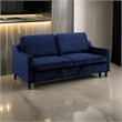 Katy 72 Inch Sleeper Sofa- Convertible Pull Out Bed- Solid Wood Blue Velvet