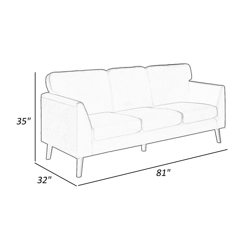 Bard 81 Inch Sofa- Blue Velvet- Reversible Cushions- Dark Brown Solid Wood