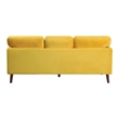 Bard 81 Inch Sofa- Yellow Velvet- Reversible Cushions- Dark Brown Wood