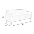 Bard 81 Inch Sofa- Yellow Velvet- Reversible Cushions- Dark Brown Wood