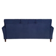 Sarah 80 Inch Sofa- Blue Velvet- Stitch Tufting- Reversible Cushions