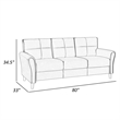 Sarah 80 Inch Sofa- Blue Velvet- Stitch Tufting- Reversible Cushions