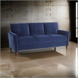 Sarah 80 Inch Sofa- Blue Velvet- Stitch Tufting- Reversible Cushions