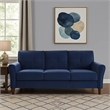 Sarah 80 Inch Sofa- Blue Velvet- Stitch Tufting- Reversible Cushions