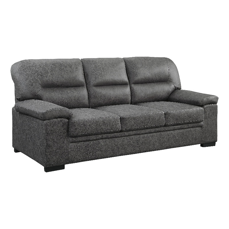 Gian 83 Inch Sofa- Dark Gray- Microfiber- Pillow Top Armrests- Solid Wood