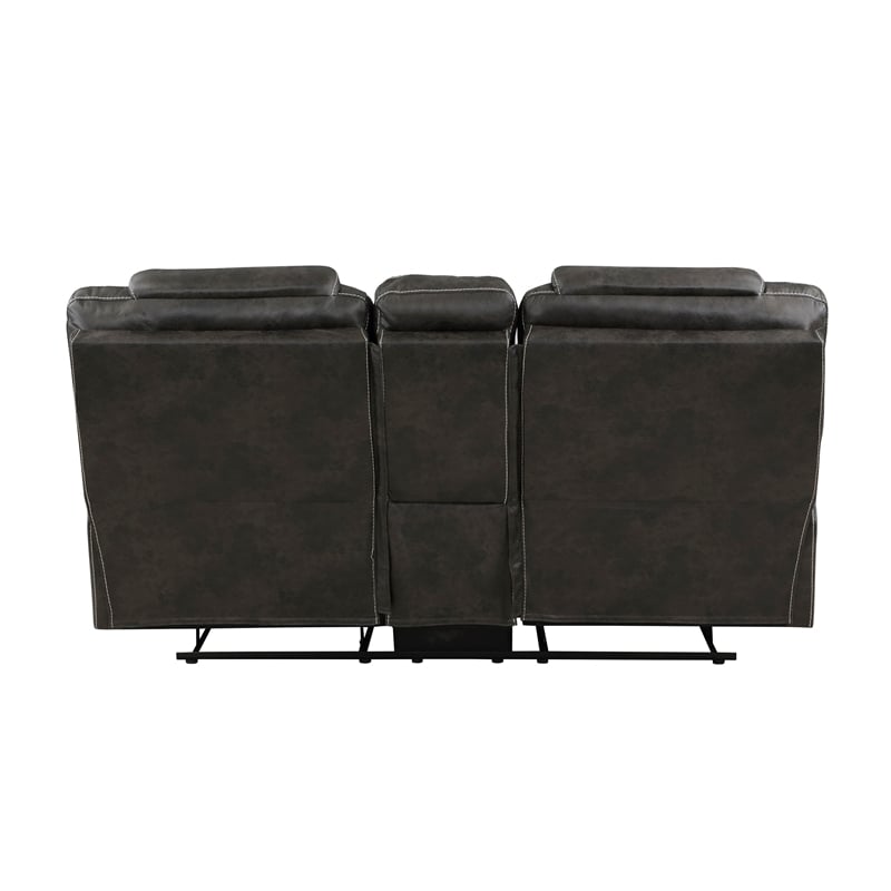 Lily 75 Inch Double Manual Recliner Loveseat- Cupholders- Brown Microfiber