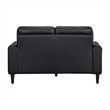 Willow 56 Inch Loveseat- Black Top Grain and Faux Leather- Solid Wood