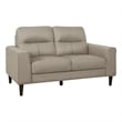 Willow 56 Inch Loveseat- Beige Top Grain and Faux Leather- Solid Wood