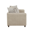 Gini 70 Inch Loveseat- 6 Pillows- Nailhead Trim- Brown Chenille- Solid Wood