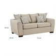 Gini 70 Inch Loveseat- 6 Pillows- Nailhead Trim- Brown Chenille- Solid Wood