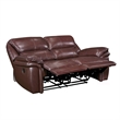 Jack 66 Inch Manual Recliner Loveseat- Plush Brown Top Grain Leather- Wood