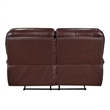 Jack 66 Inch Manual Recliner Loveseat- Plush Brown Top Grain Leather- Wood